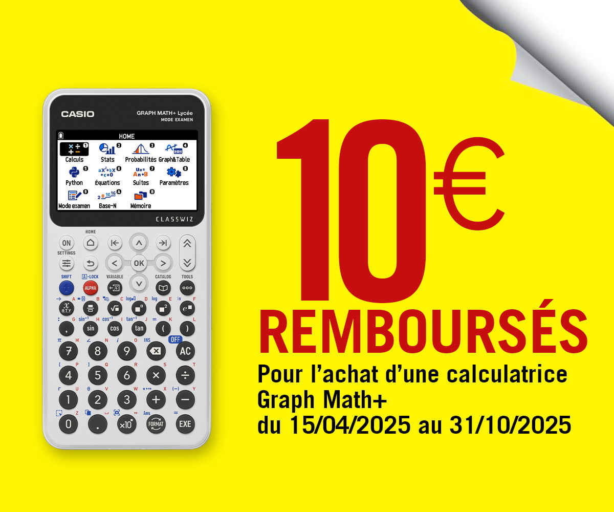 10€ remboursés - Calculatrice Graph Math+